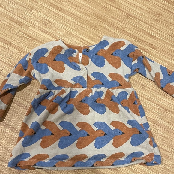 Bobo Choses Blue and Brown Patterned Kids Dress - Picture 1 of 6